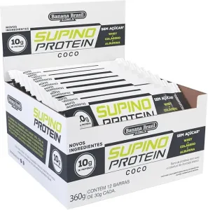 Barra de Proteína Banana Brasil Supino Coco Chocolate Branco 12 Unidades