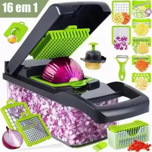 Fatiador Profissional Multifuncional 16 em 1/6 em 1 de Aço Inoxidável - Ideal para Vegetais, Frutas e Legumes | Shopee Brasil