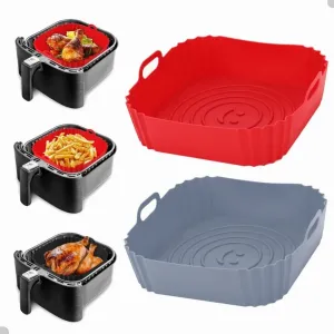 Kit 1/2/3 Formas de Silicone Quadrada 16x16cm Assadeira Air Fryer e Forno Forma para Fritadeira Elétrica com Alça | Shopee Brasil