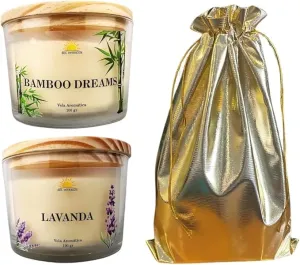 Kit 2 Velas Aromáticas Lavanda e Bamboo 100g Presenteável