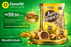 Wafer Ouro Branco Chocolate Branco 1kg 50 Unidades