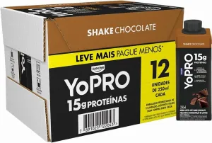 YoPRO Bebida Láctea Chocolate 15g Proteína 250ml Kit com 12 Unidades