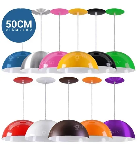 2 Pendente Meia Lua 50cm Alumínio (meia Bola)