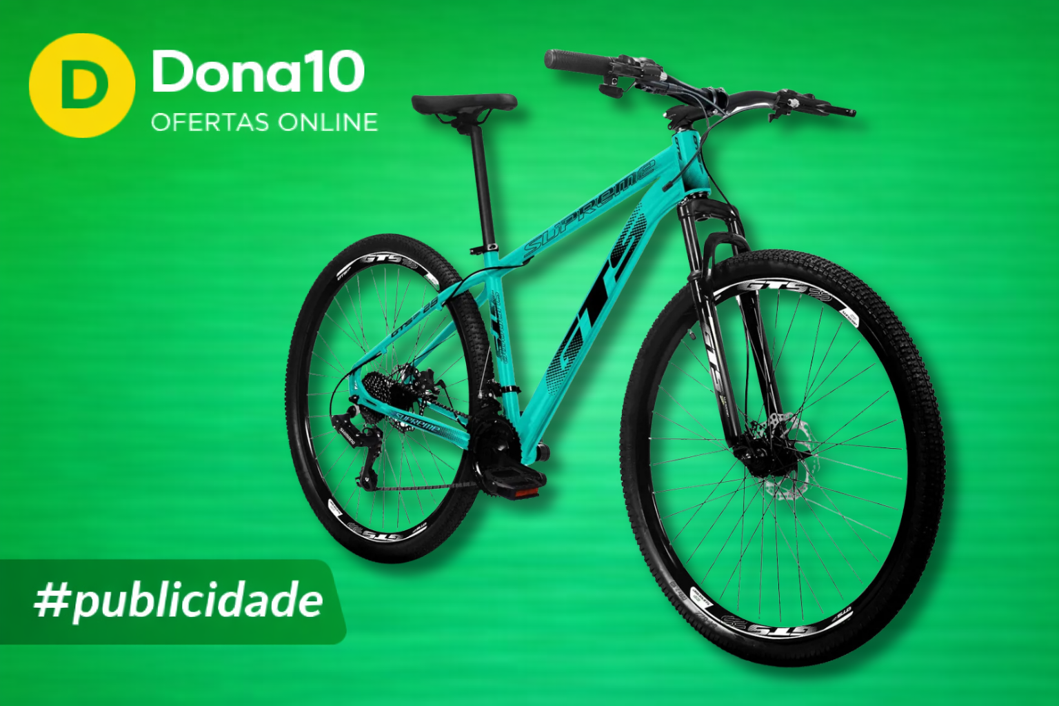 Bicicleta Aro 29 Gts Supreme Câmbios Shimano 21v Freio Disco Cor Verde Agua/Preto Tamanho do quadro 19 "