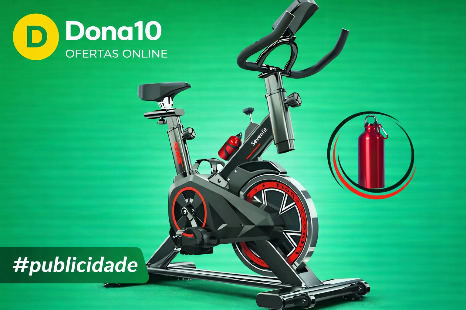 Bicicleta Ergométrica Fitness Para Cardio E Musculação Com Base Cor Preto E Vermelho 6kg Inercia Marca Sevenfit
