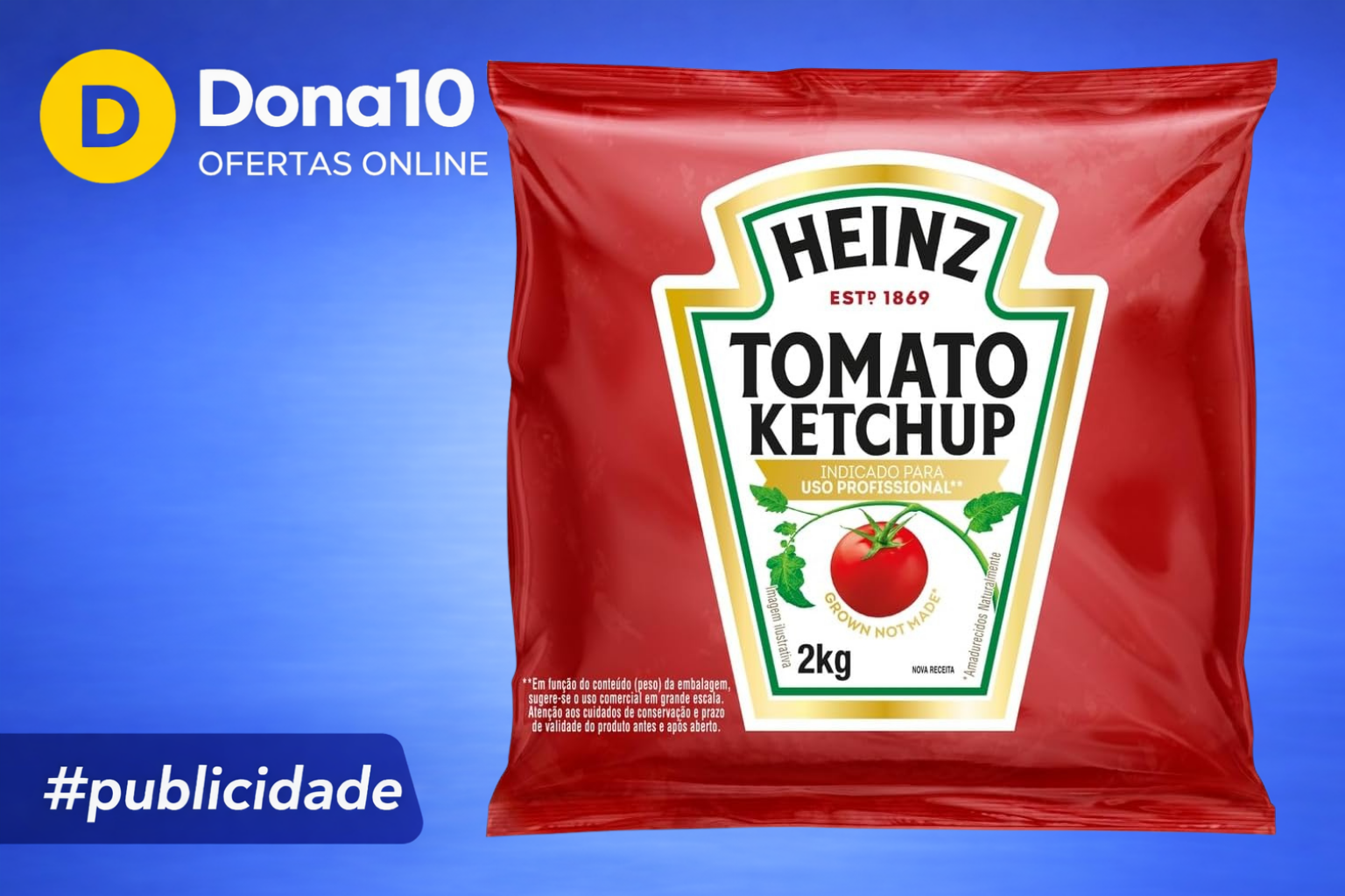 Heinz Ketchup Sache Tradicional, 2KG - Tamanho Grande