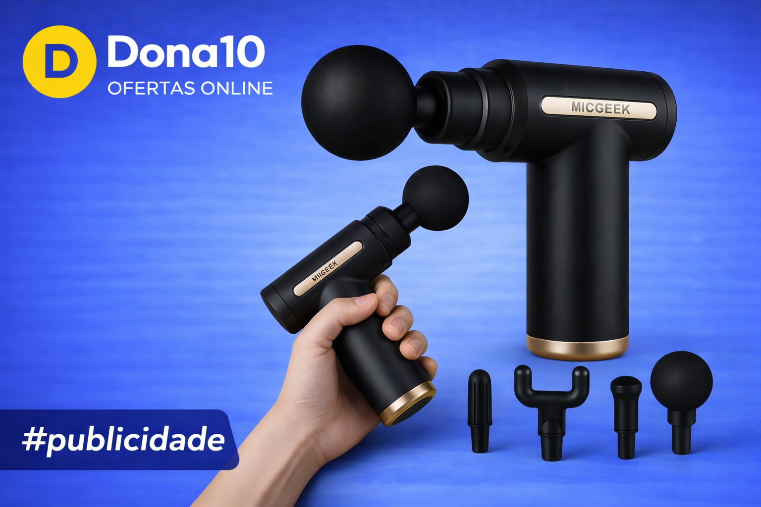Massageador Pistola Elétrica Profissional Muscular Portátil Aparelho Fisioterapia Corporal, 6 Velocidades 4 Cabeças De Massagem - Micgeek