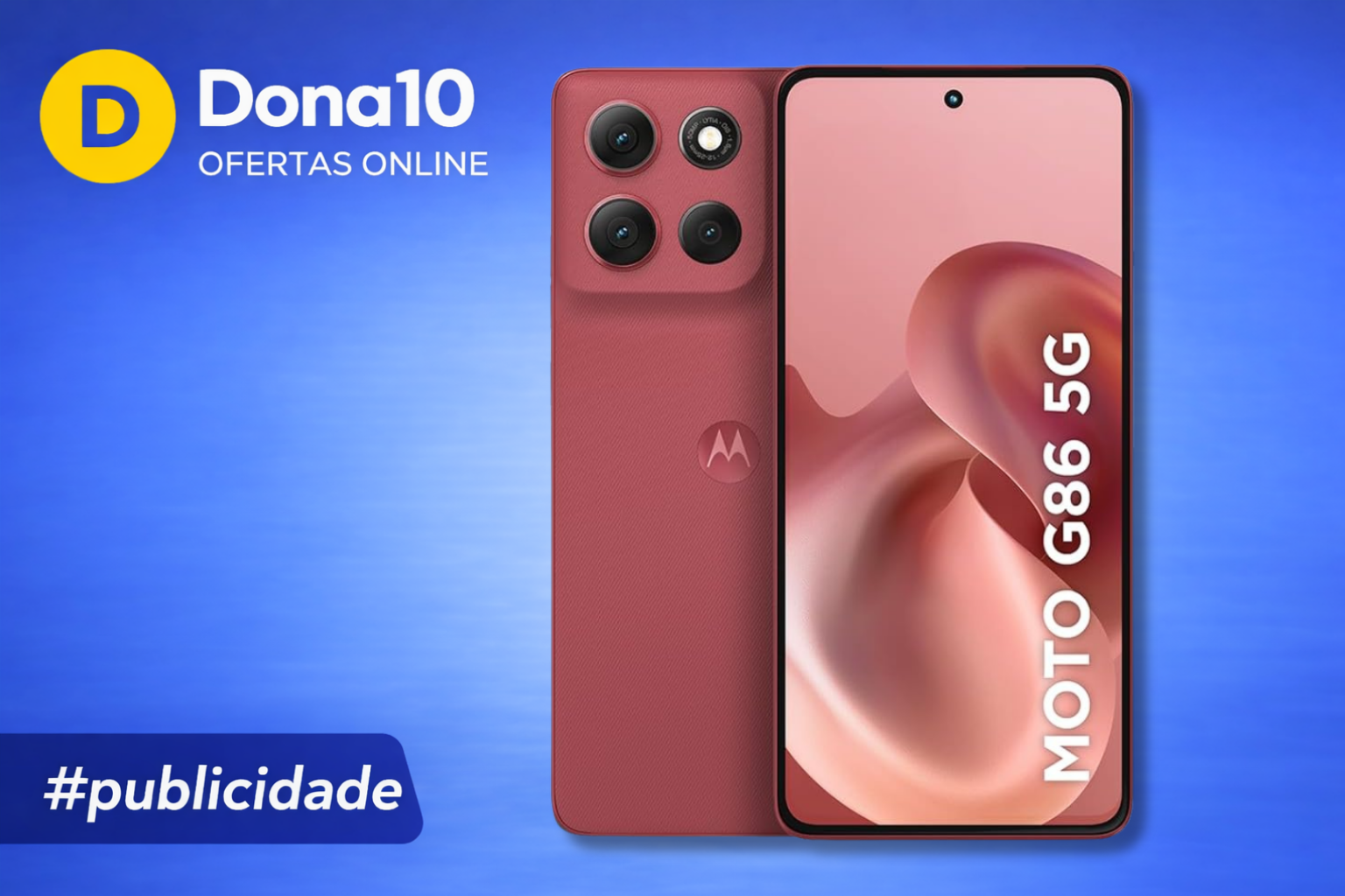 Smartphone Motorola Moto g86 5G - 256GB 24GB (8GB RAM+16GB Ram Boost) Tela 1.5K pOLED, 50MP Sony camera OIS Moto AI, videos em 4K, IP68 + IP69 - Vermelho
