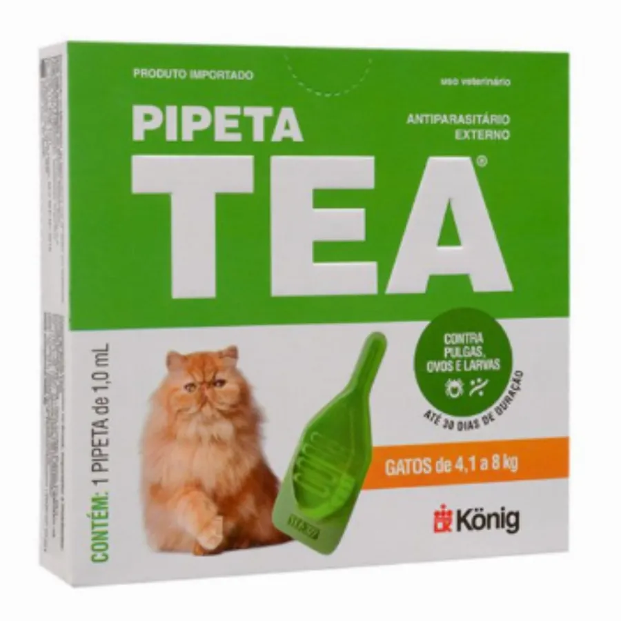 Anti Pulgas Pipeta TEA Gatos 4,1 a 8kg 1ml 30 dias duração | Shopee Brasil