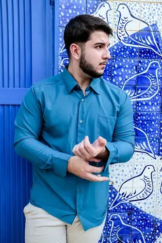 Camisa Social Masculina Manga Longa Microfibra Não Amassa