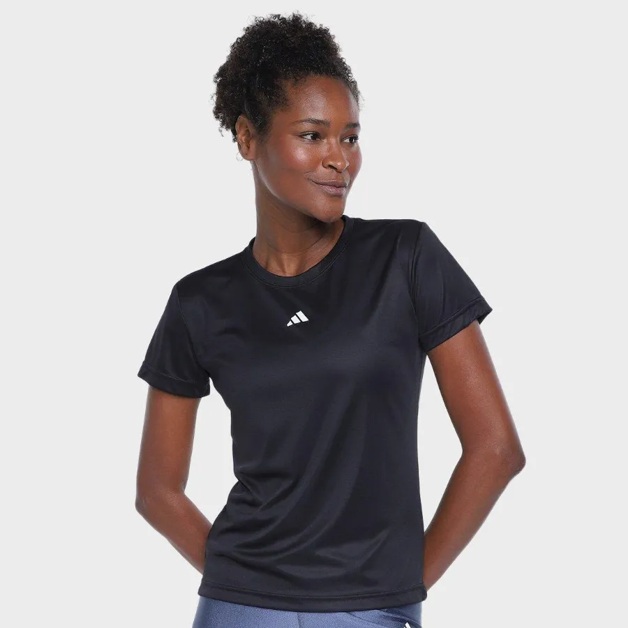 Camiseta Adidas Treino Básica Feminina - Preto+Branco