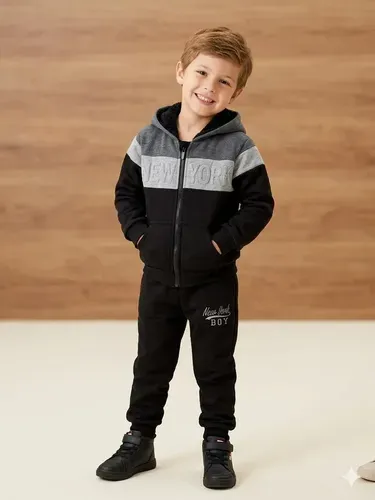 Conjunto Infantil Moletom Peluciado Forrado de Inverno Luxo