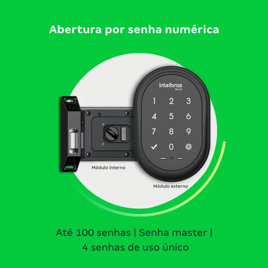 Fechadura Digital De Sobrepor Fr 102 Preto Intelbras