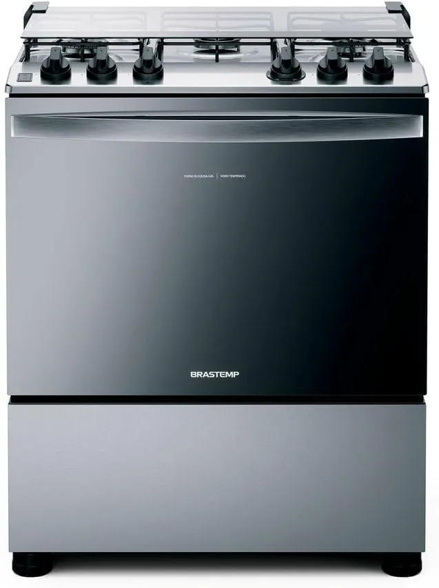 Fogão Brastemp 5 Bocas Cor Inox Com Botões Removíveis E Exclusivo Aro Protetor - BFS5NCR BIVOLT