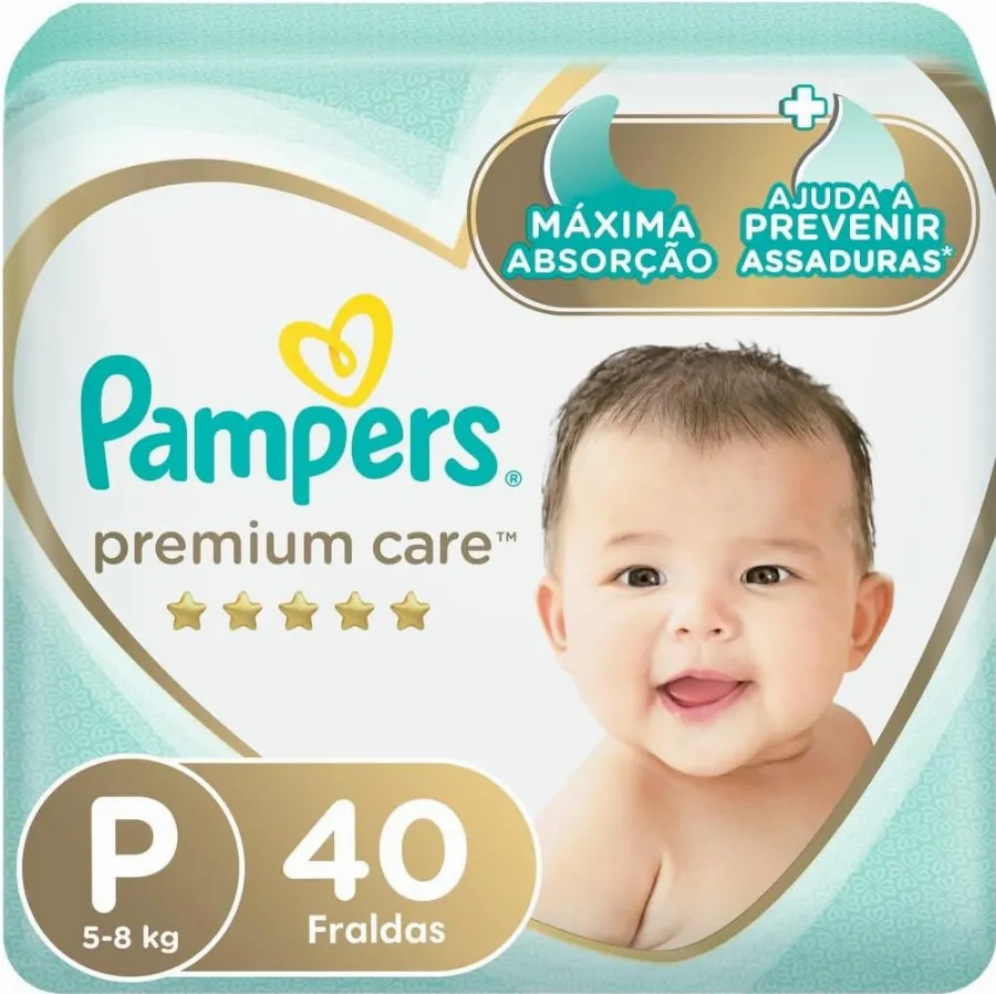 Fralda Pampers Premium Care Tamanho P 40 Unidades
