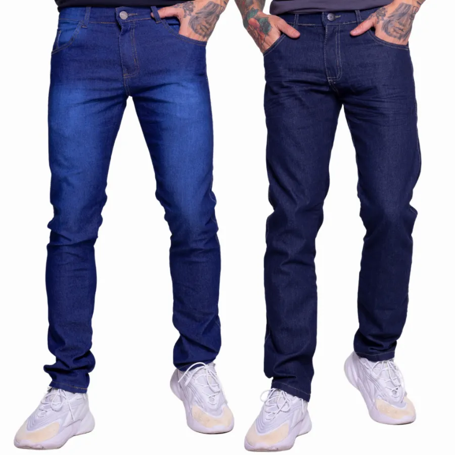 Kit 2 Calça Jeans Masculina Lycra Slim Elastano | Shopee Brasil