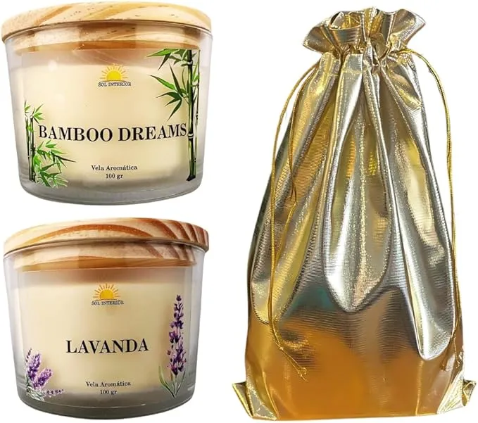 Kit 2 Velas Aromáticas Lavanda e Bamboo 100g Presenteável