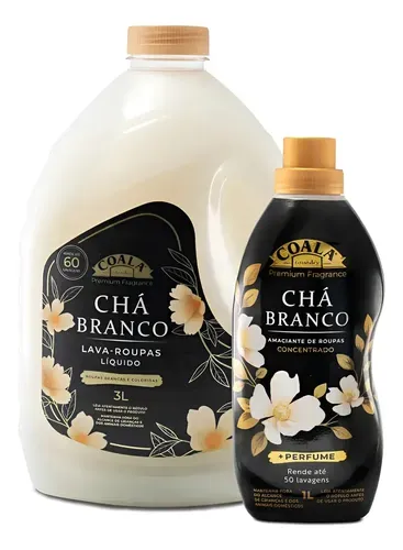 Kit Coala Laundry Chá Branco - Lava Roupas 3l + Amaciante1l