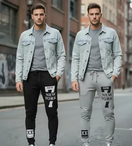 Kit Com 2 Calças Jogger New York Moletom Masculina Slim