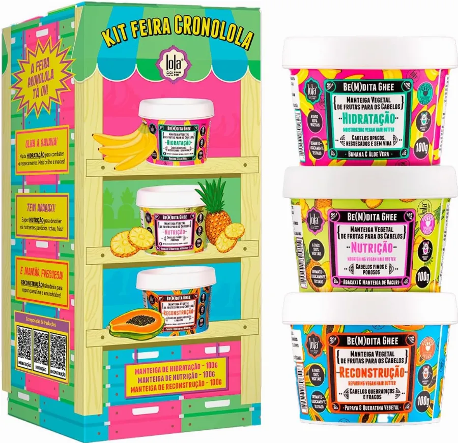 Kit Cronograma Capilar Lola Be(M)dita Ghee 3 Máscaras Tratamento