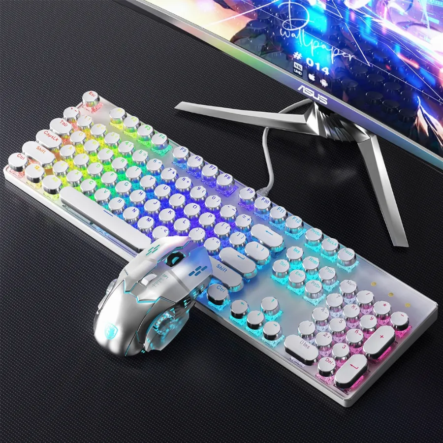 KIT Teclado 100% mecânico Punk Esports + mouse para jogos Um item obrigatório para os jogadores -H7 | Shopee Brasil