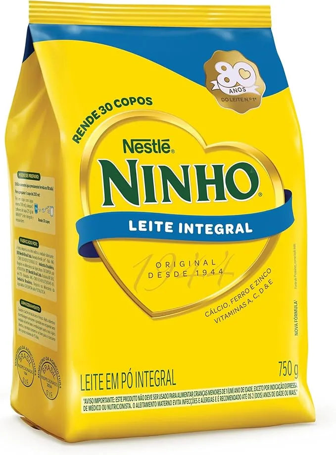 Leite em Pó Integral Ninho 750g Rico em Cálcio e Vitaminas
