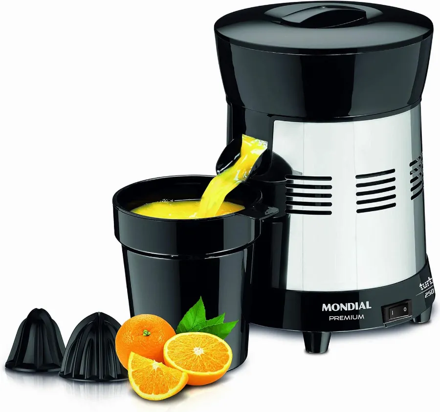 MONDIAL Extrator de Sucos Turbo Premium Preto/Inox, 250W, Bivolt - E-10