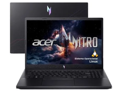 Notebook Acer Nitro V15 ANV15-52-52XM, Intel core I5, 16GB RAM, 512GB SSD, GeForce RTX 4050, 15.6" FHD, 165Hz, Linux, Preto - NH.U1TAL.002