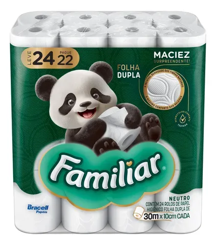 Papel Higiênico Folha Simples Bracell Familiar 24 Rolos 30m
