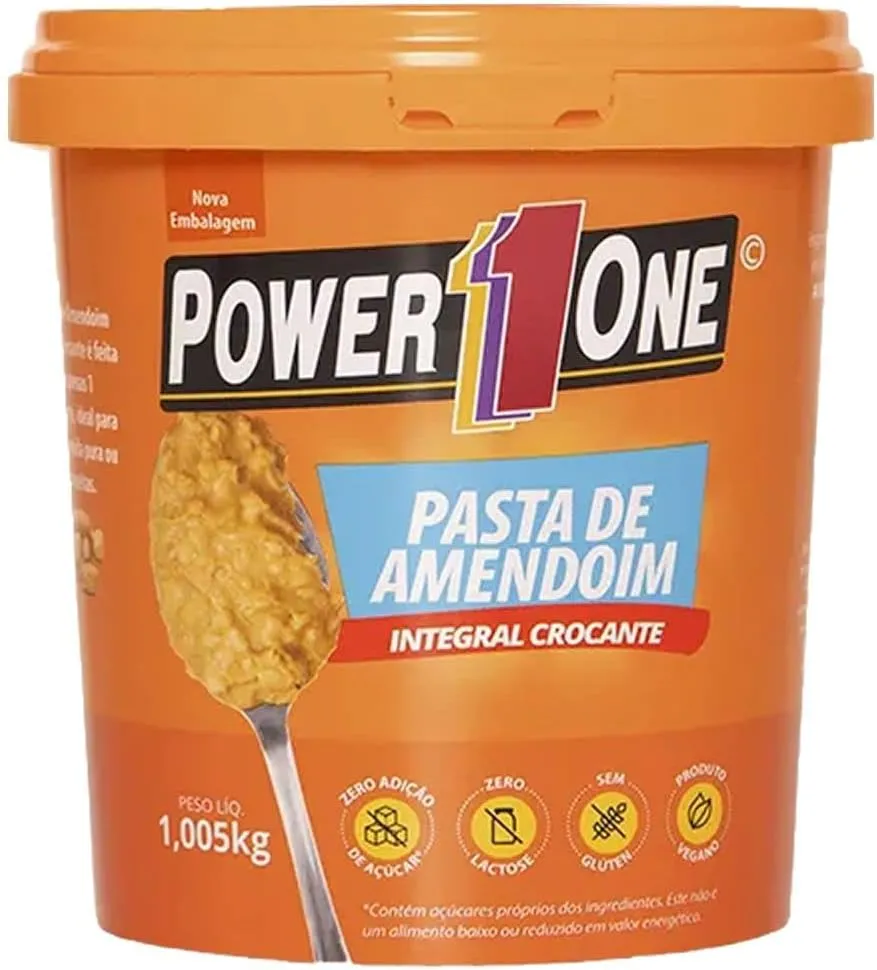 Pasta de Amendoim Crocante Power1One Zero Açúcar Vegana