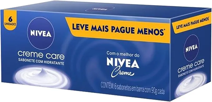 Sabonete NIVEA Creme Care Barra 90g Kit 6 Unidades Hidratante