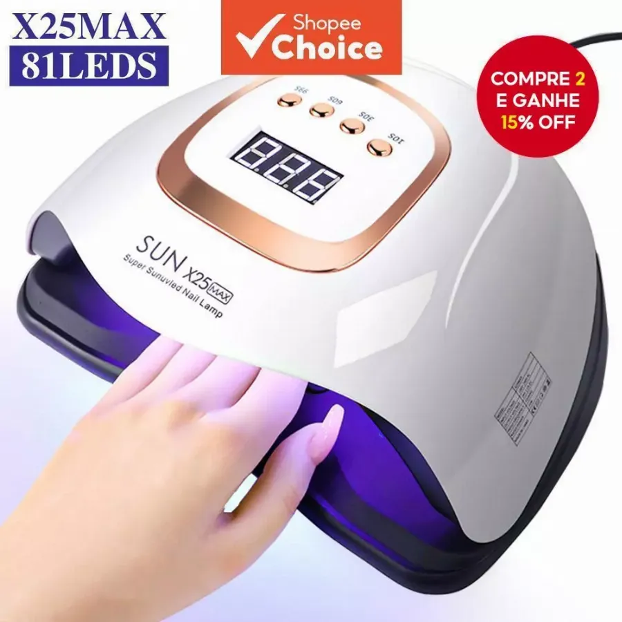 Secador De Unhas Profissional De Gel Led/uv X25 Luz Azul Lâmpada 81LED