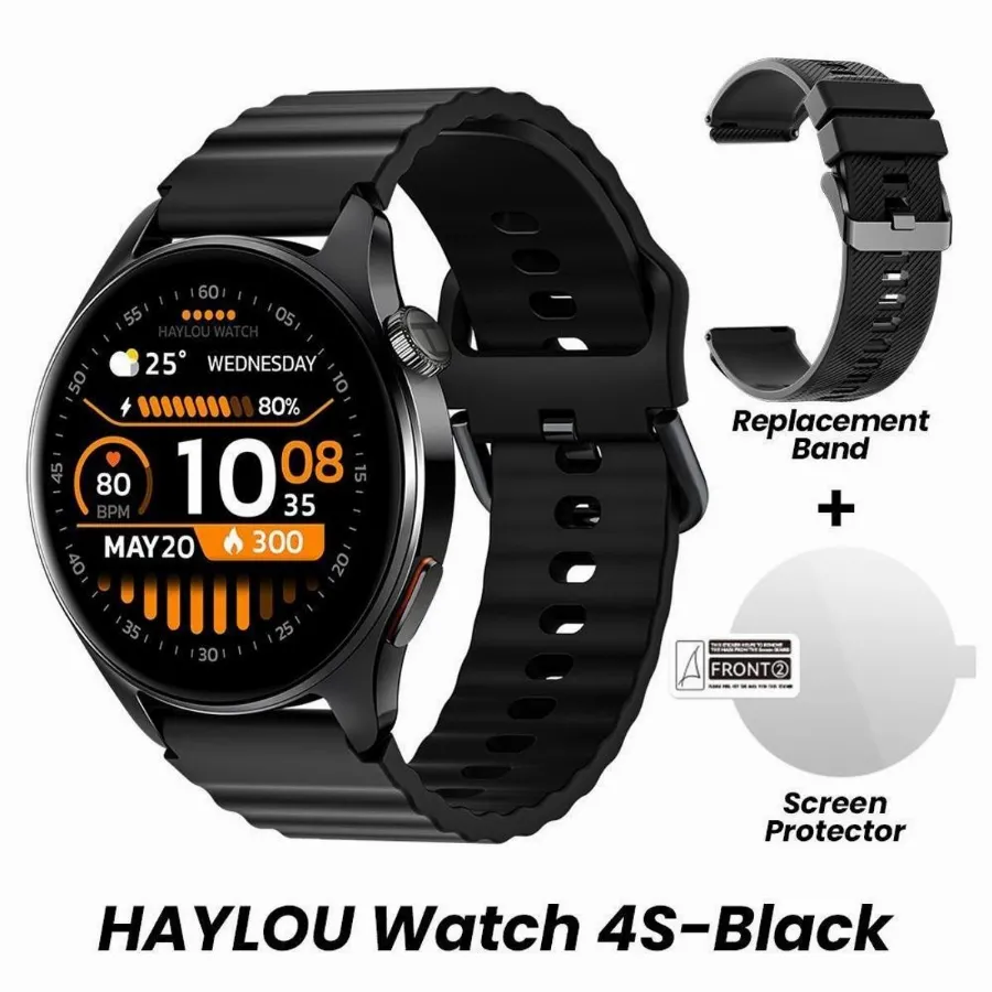 Smartwatch Haylou Watch 4s, Gps Integrado, Tela Amoled, 1 Atm - ultra - Preto