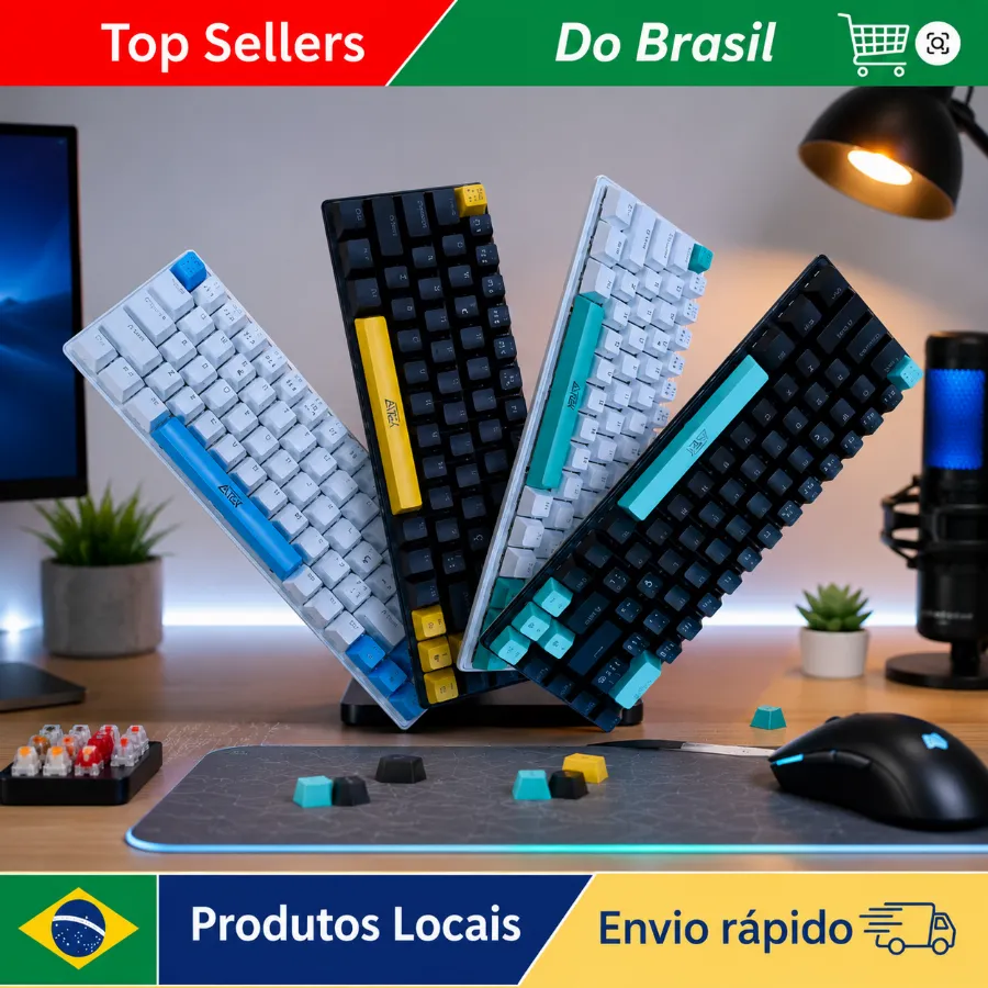Teclado Mecânico Gamer Aitek RGB 60% ABNT2 Compacto 68 Teclas