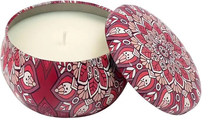 Vela Aromática Artesanal Vanilla Cera de Coco Mandala 110g