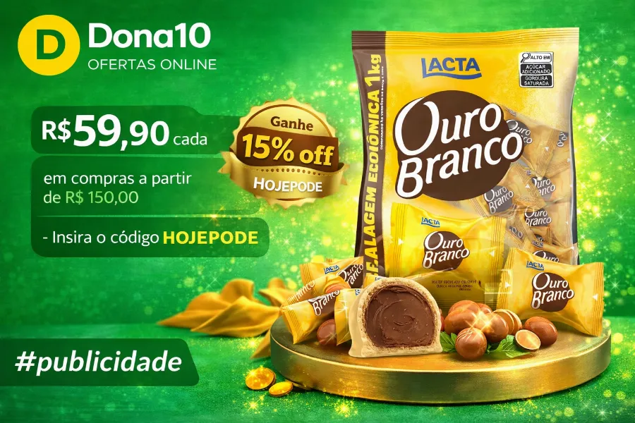 Wafer Ouro Branco Chocolate Branco 1kg 50 Unidades