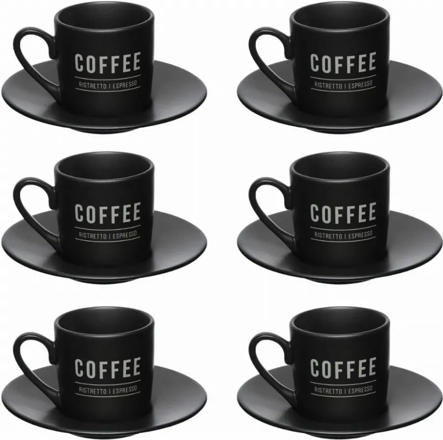 Xícara Café, Western, Porcelana, Manhattan, Preta, 12 peças